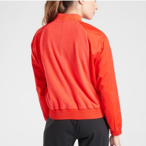 Athleta Zion Microfleece Long Sleeve Orange Bomber Jacket Size Extra Small - Picture 3 of 13
